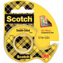 Rouleau adhésif Scotch double face 12,7mmx6,35m + dévidoir