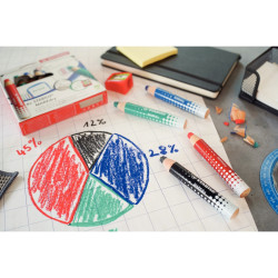 Étui de 4 crayons Markdry assortis + 1 chiffonnette + 1 taille-crayon