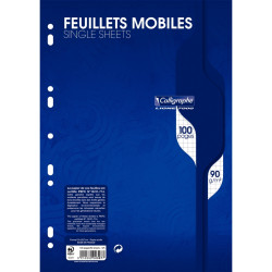 Feuillets mobiles 100 pages 90g, format A4, quadrillé 5x5 blanc