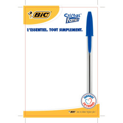 Stylo bille Cristal pointe moyenne bleu