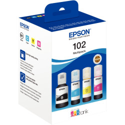 Epson 102 pack de de 4 flacons jet d'encre noire, cyan, magenta et jau