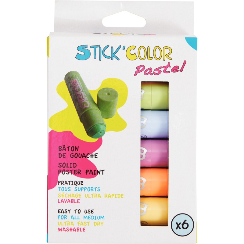 Boite de 6 sticks de gouache pastel