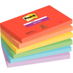 Paquet de 6 blocs notes super sticky post-it 90 feuilles 76 x 127 coll