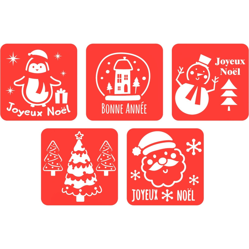 Lot de 5 pochoirs Noël et Bonne Année