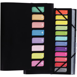 Trieur en polypropylène COLOR FRESH 12 compartiments, coloris noir