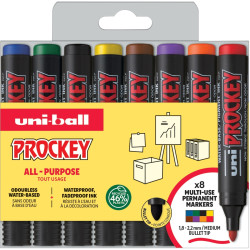 Boîte de 8 marqueurs Prockey pointe moyenne ogive assortis