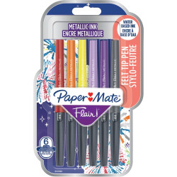 Pochette de 6 feutres Flair métallique