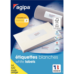 Boîte de 100 étiquettes multi-usages blanches 210x297mm
