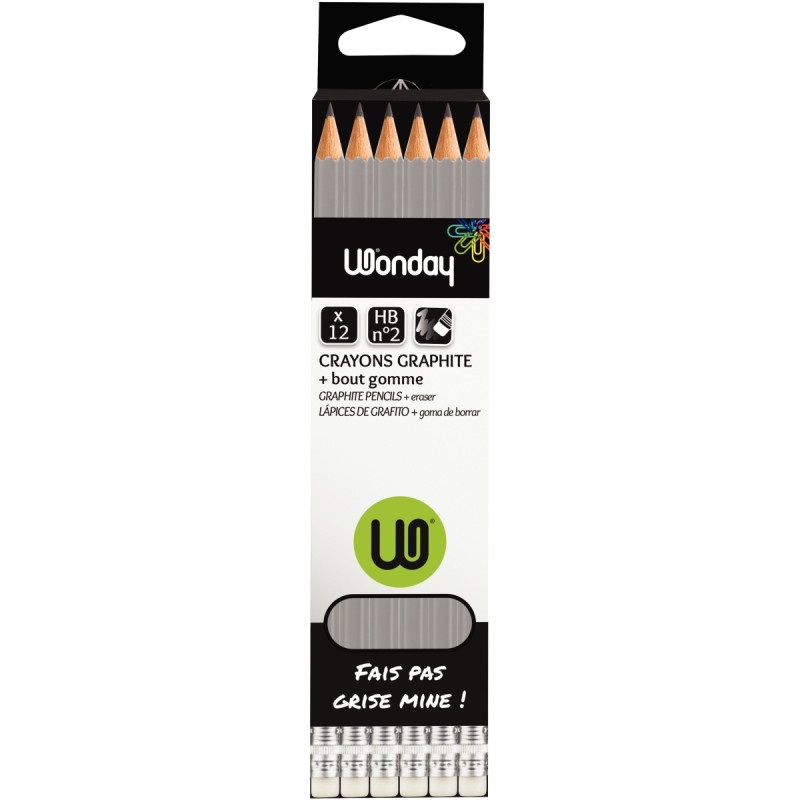 Boîte de 12 crayons graphite standard HB bout gomme