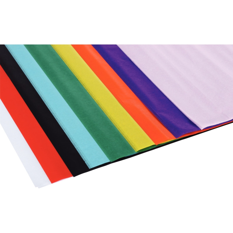 Rouleau de 30 feuilles de papier de soie 50 x 70 cm couleurs assorties