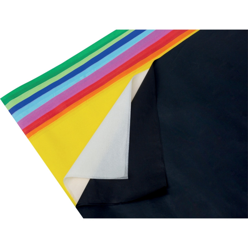Rouleau de 30 feuilles de papier de soie 50 x 70 cm couleurs assorties
