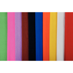 Paquet de 10 feuilles crépon ordinaire 200 x 50 cm couleurs assorties