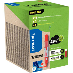Pack de 10 marqueurs V-Board Master + 10 recharges rouges