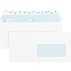 Paquet de 70 enveloppes blanches 110x220mm 80g bande siliconée fenêtre