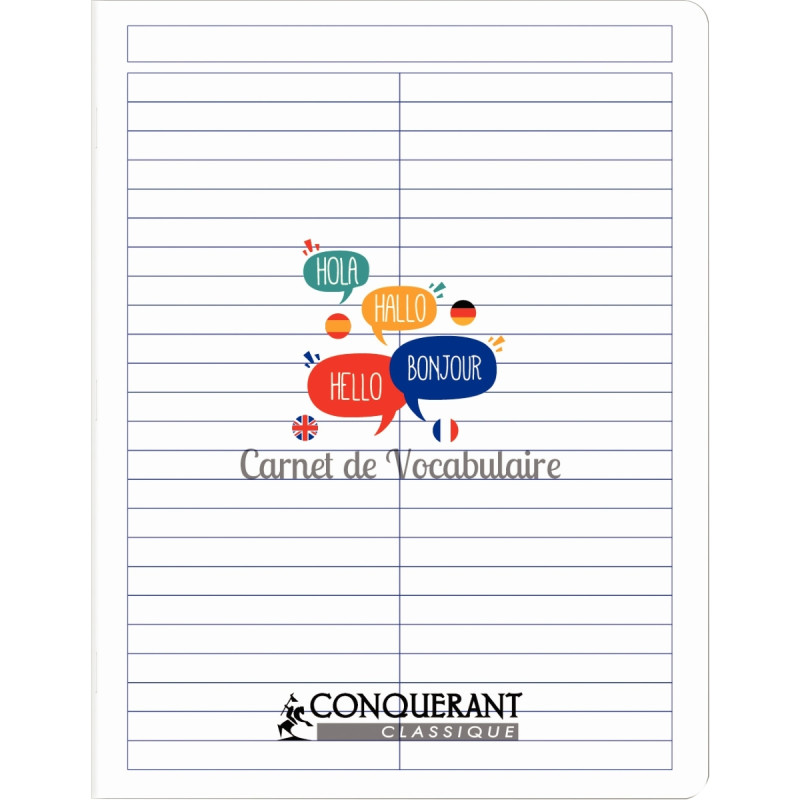Carnet de vocabulaire 96 pages CONQUERANT couverture PP, 17x22 cm
