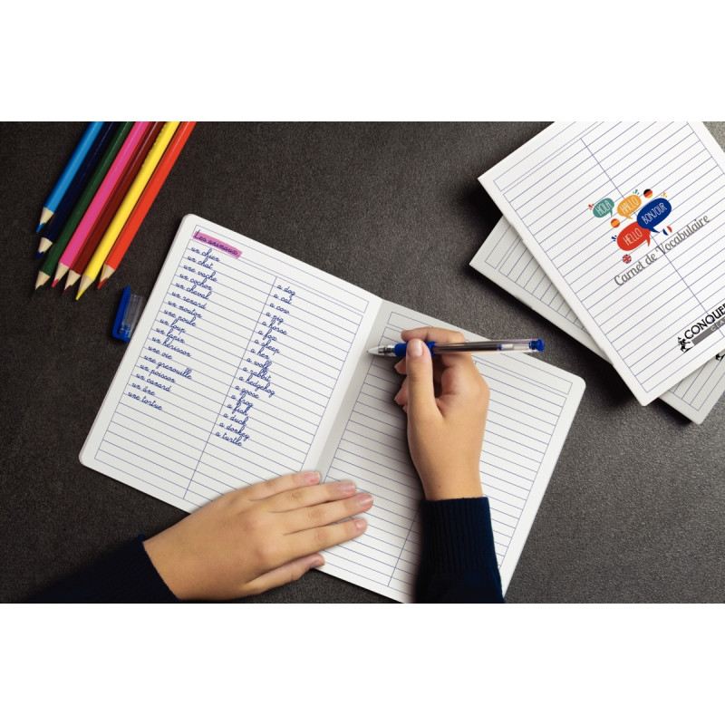 Carnet de vocabulaire 96 pages CONQUERANT couverture PP, 17x22 cm
