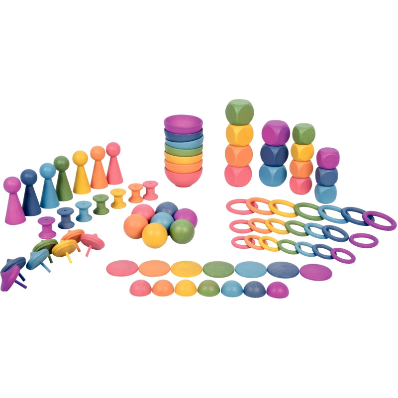 Boite de 84 pièces en bois assorties