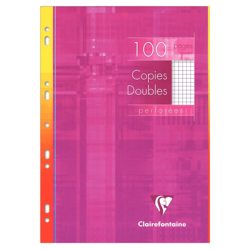 Copies doubles perforées 400 pages 90g, format A4, quadrillé 5x5 blanc