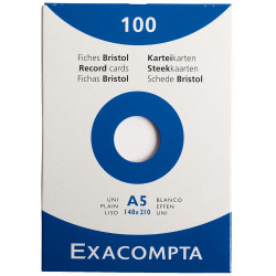 Boîte de 100 fiches bristol non perforées carte forte 205 g uni blanc