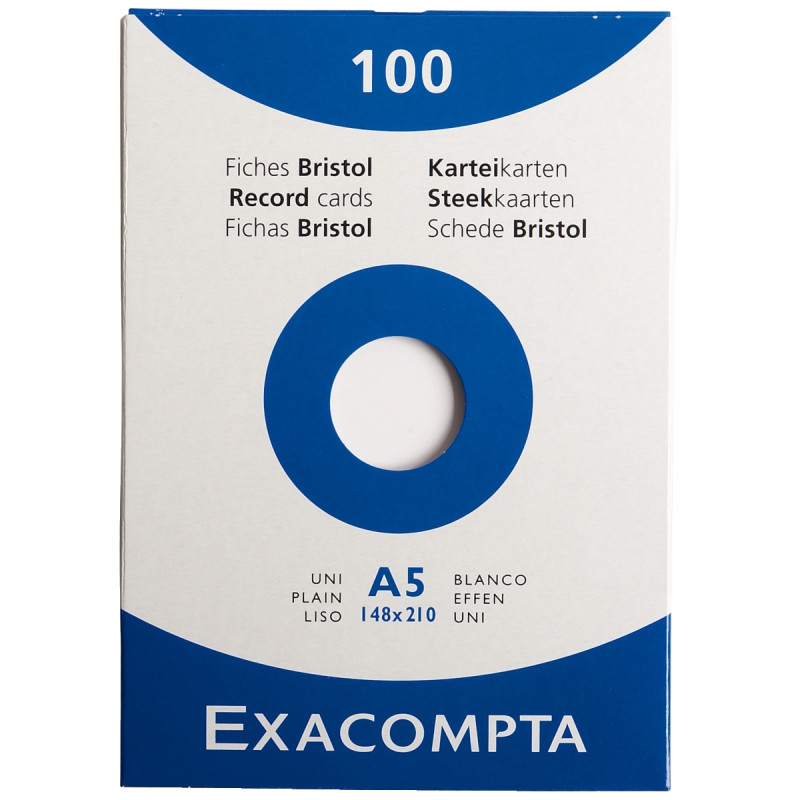 Boîte de 100 fiches bristol non perforées carte forte 205 g uni blanc