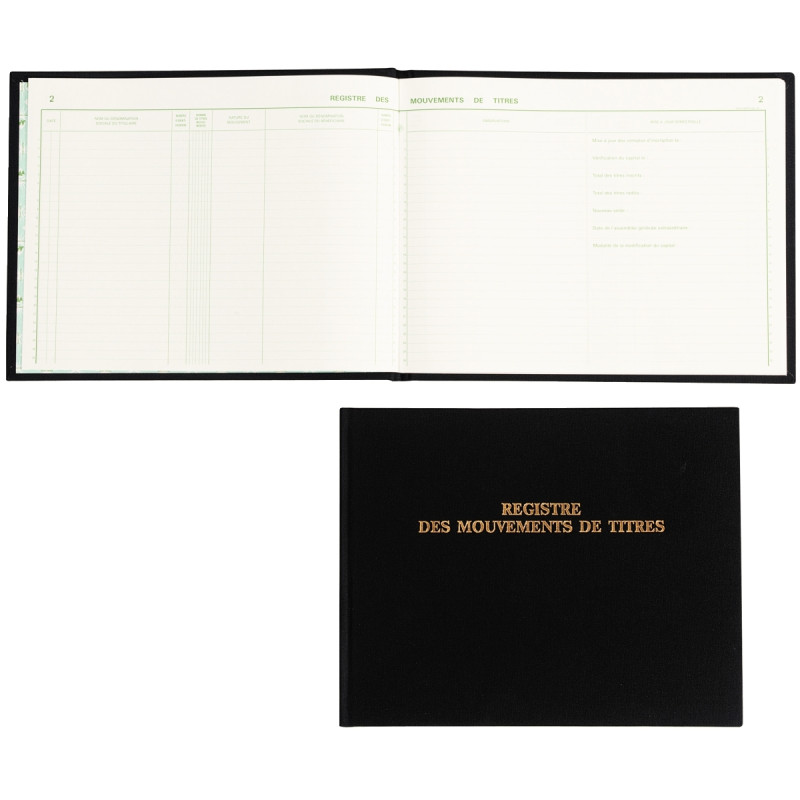 Registre des mouvements de titres, 100 pages format 240 x 320 mm à l'I