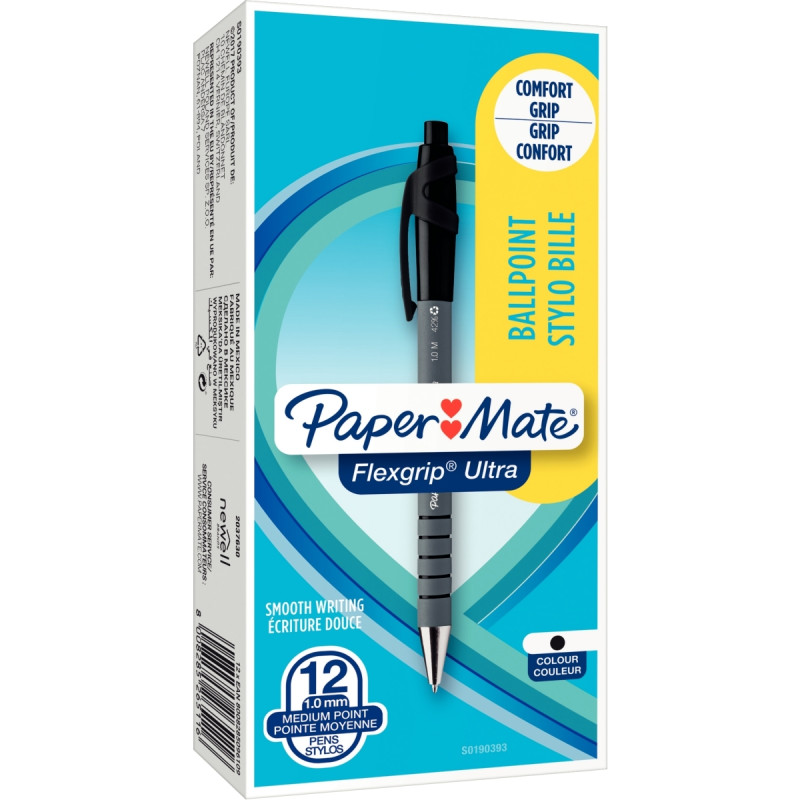 Boîte de 12 stylos Flexgrip Ultra noirs