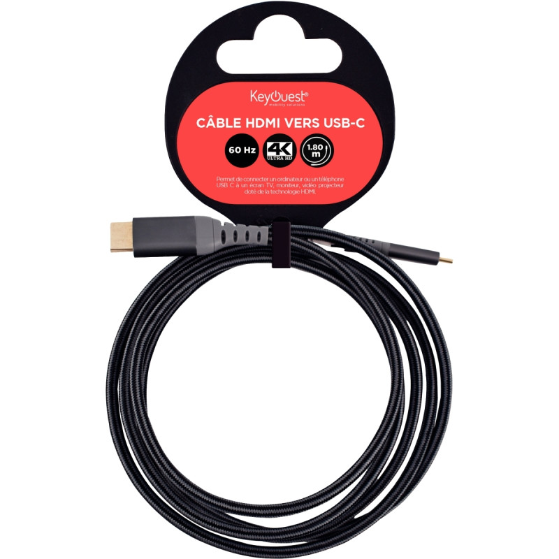 Cable HDMI vers USB-C 1,8m gris