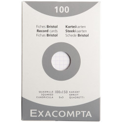 Etui de 100 fiches bristol non perforées carte forte 205 g blanc quadr