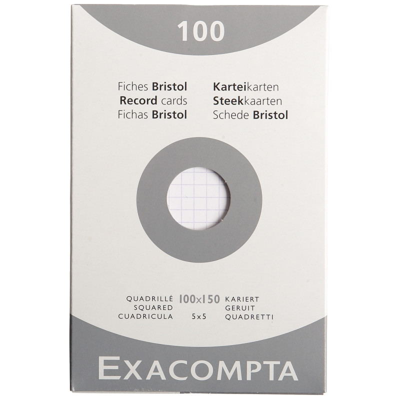 Etui de 100 fiches bristol non perforées carte forte 205 g blanc quadr