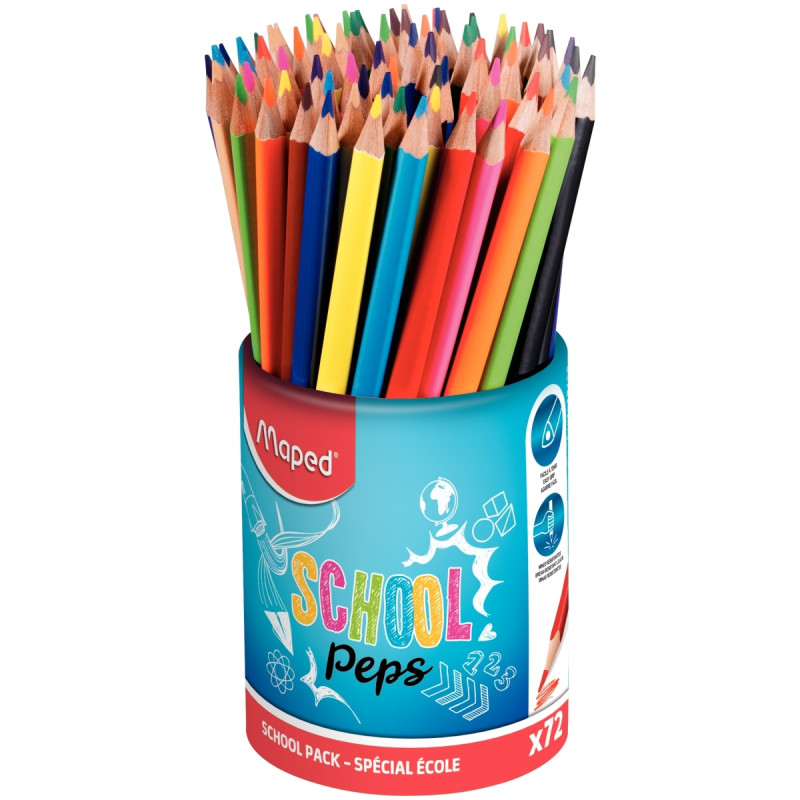 Pot de 72 crayons de couleur Schoolpeps