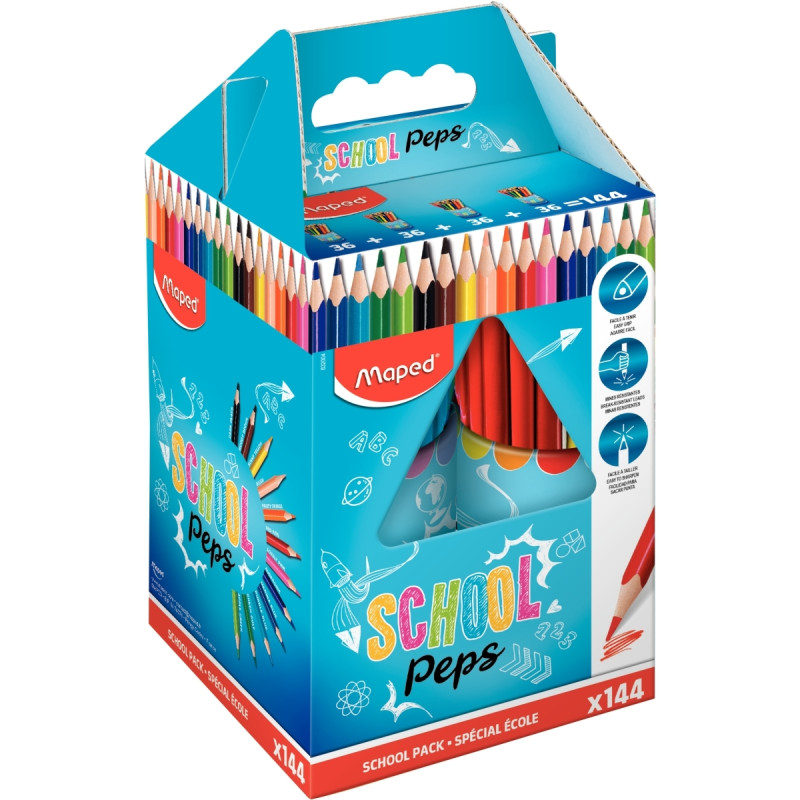 Classpack de 144 crayons de couleur Schoolpeps