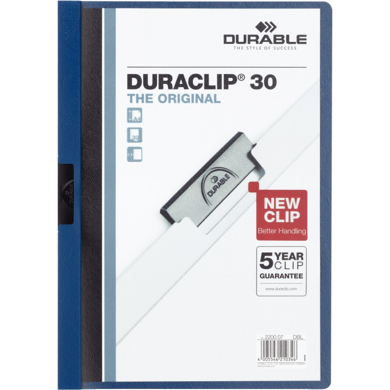 Paquet de 5 chemises DURACLIP 3mm bleu foncé