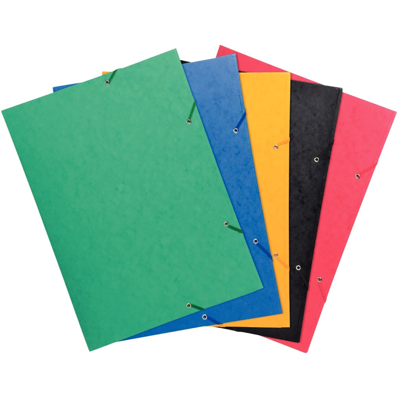 Chemise 3 rabats à élastiques en carte lustrée 600g format A3, coloris