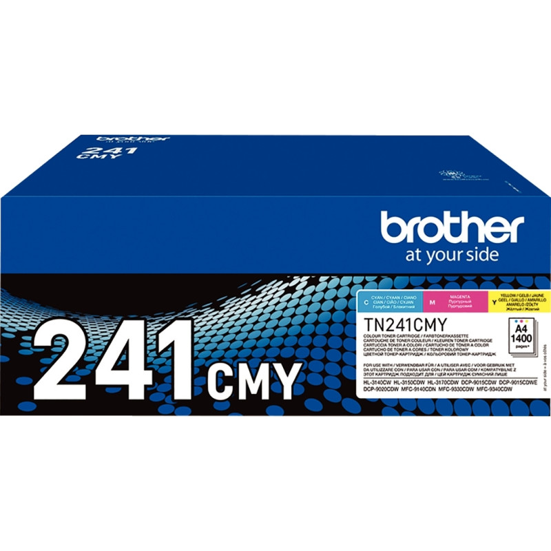 Brother TN241CMY pack de 3 toners laser cyan, magenta et jaune authent