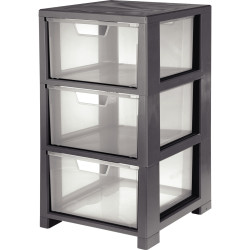 Tour de rangement 3 tiroirs gris foncé