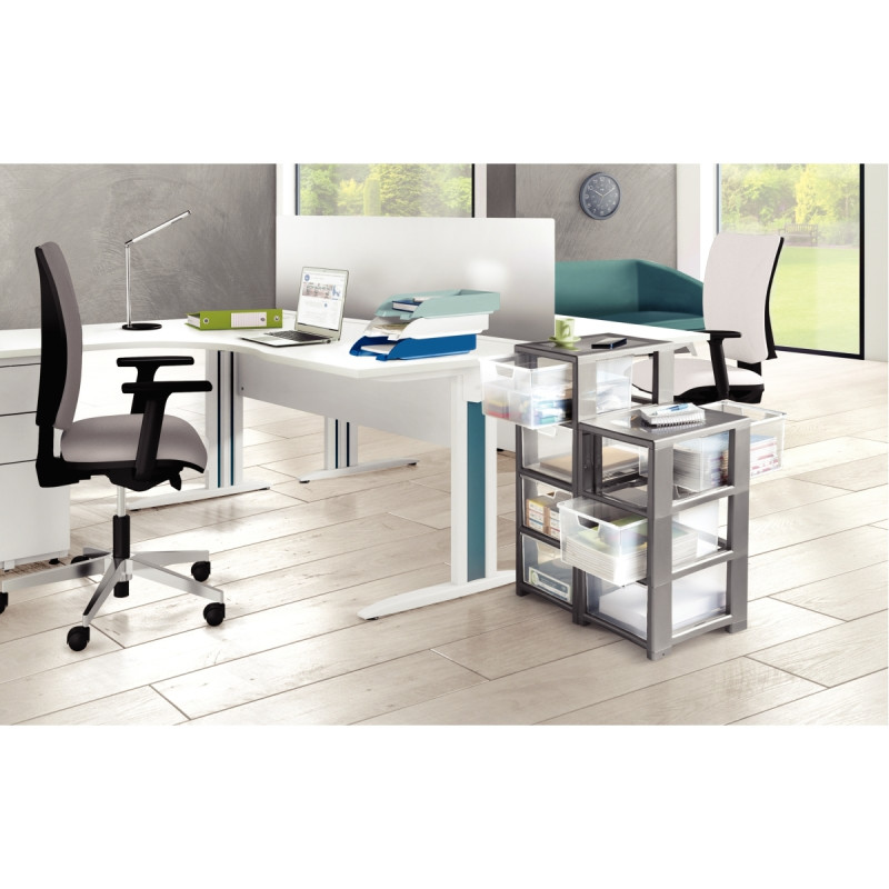 Tour de rangement 3 tiroirs gris foncé