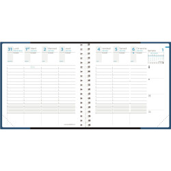 Agenda semainier Time&Life 16x16cm bleu métal