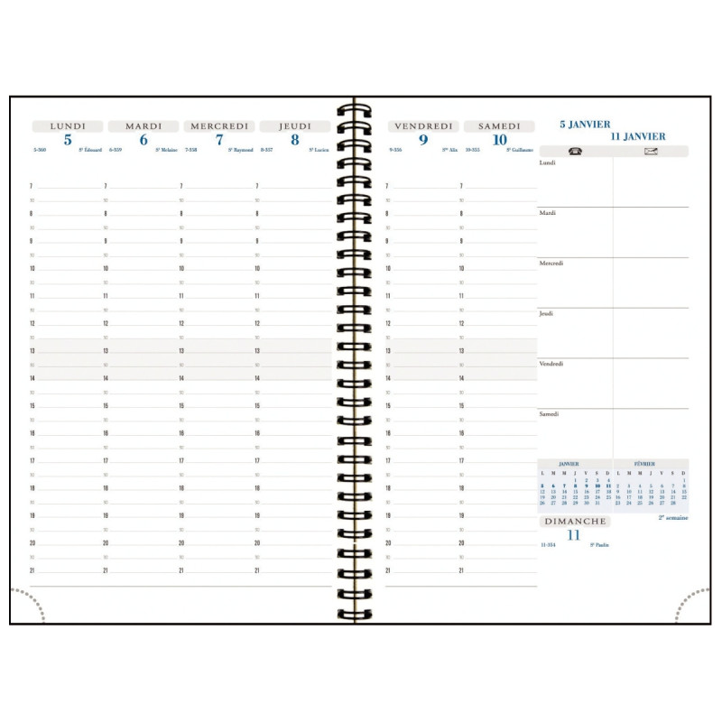 Agenda semainier All in one 15x21cm noir