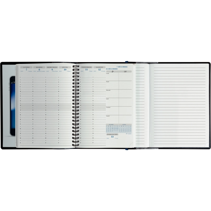 Agenda semainier All in one 15x21cm noir