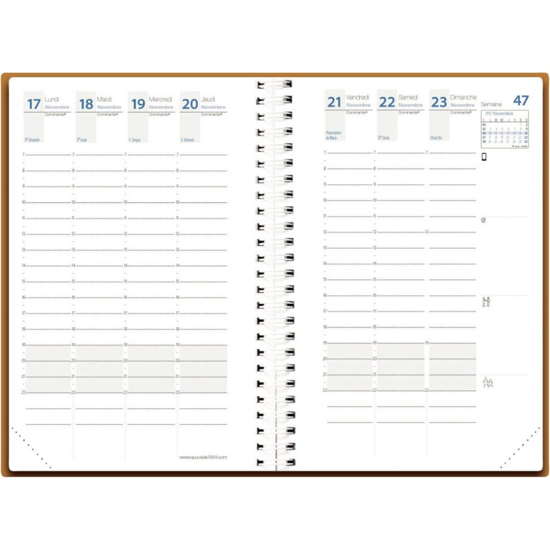 Agenda semainier Time&Life 16x24cm cuivré