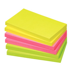 Lot de 6 blocs de notes repositionnables de 80 feuilles 75 x 125 mm co