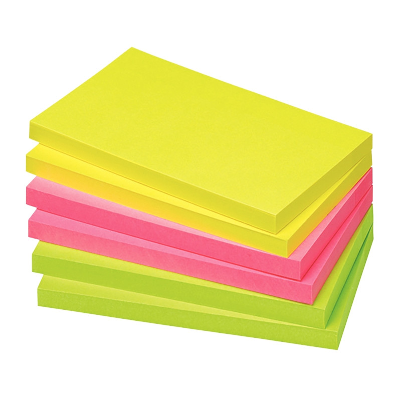 Lot de 6 blocs de notes repositionnables de 80 feuilles 75 x 125 mm co