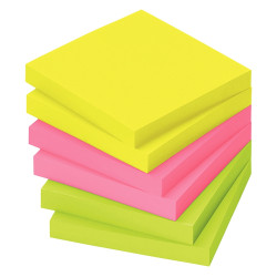 Lot de 6 blocs de notes repositionnables de 80 feuilles 75 x 75 mm cou