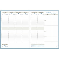 Agenda semainier Horizon 21x27cm bleu canard