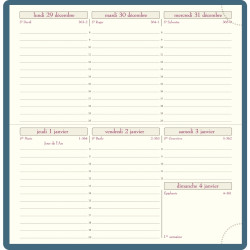 Agenda semainier Temporel bleu canard