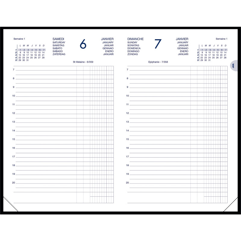 Agenda comptoir euro/centimes noir