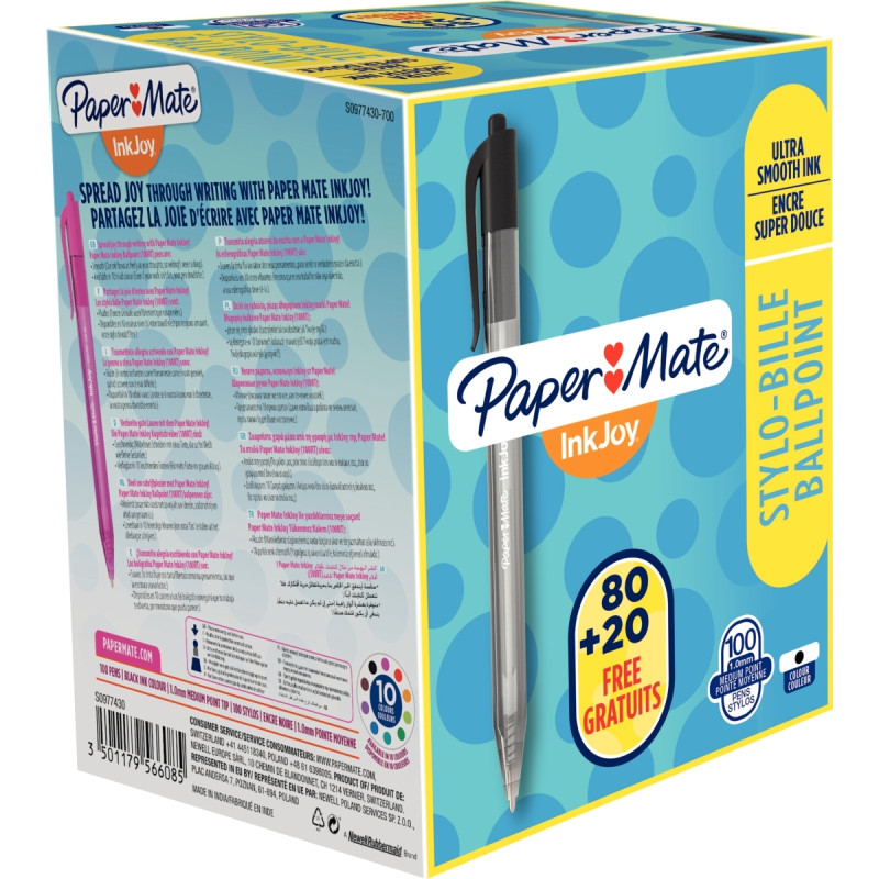 Boîte de 100 stylos Inkjoy rétractable noirs dont 20 gratuits
