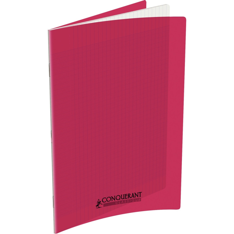 Piqûre 96 pages CONQUERANT, 24x32 cm, seyès, couv PP rose