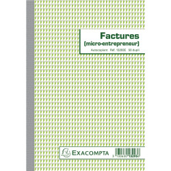 Manifold Facture micro-entrepreneur 50 duplicatas autocopiants