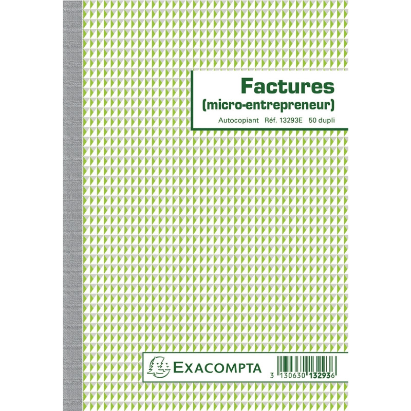 Manifold Facture micro-entrepreneur 50 duplicatas autocopiants